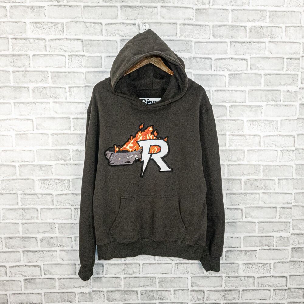 REVES Paris 16oz Heavy weight Hoodie sweatshirt burning car Large